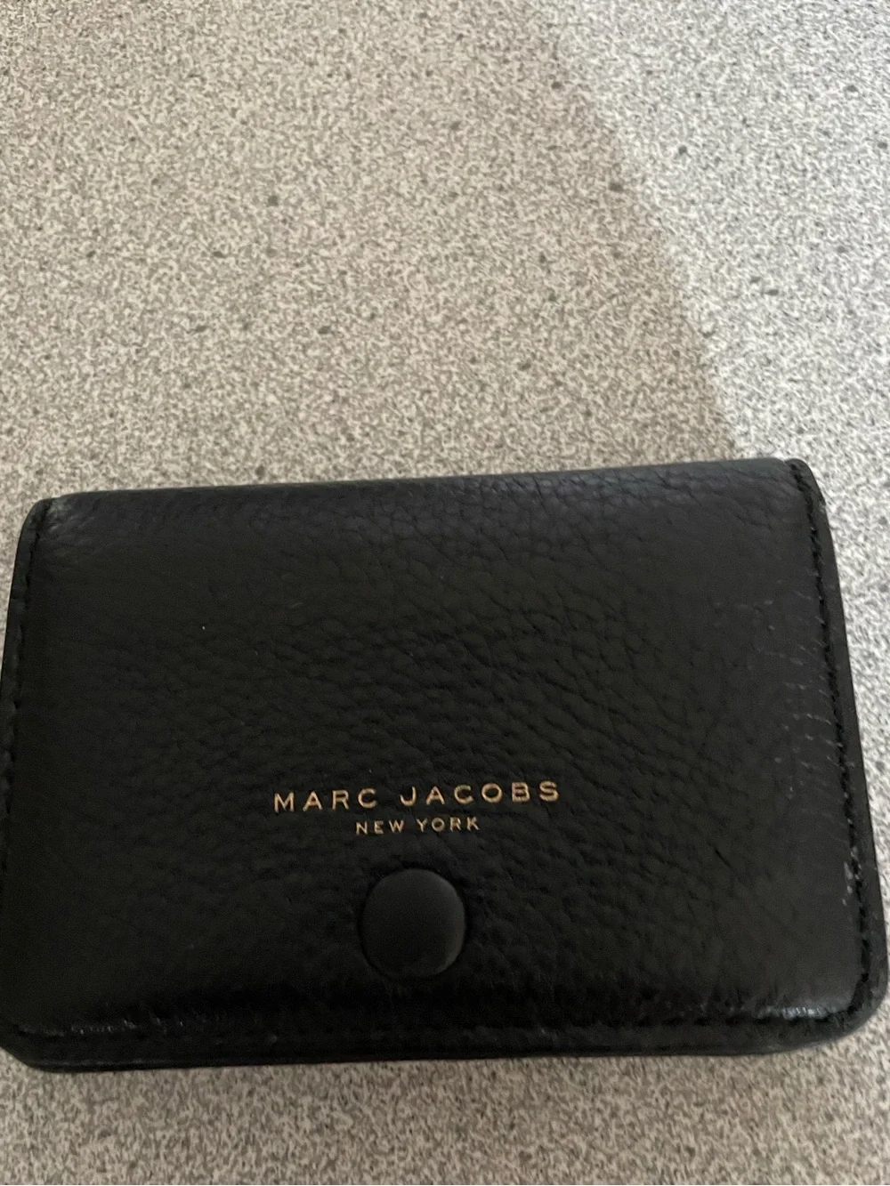 Marc Jacobs Black Pebbled Leather Card & Key Holder with Gold Logo